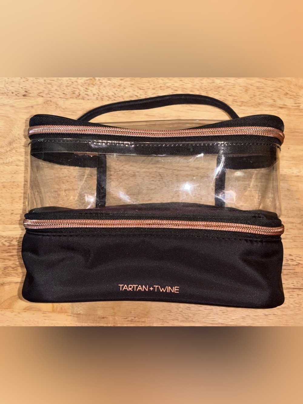 Tartan + Twine Black & Clear Double-Zip Makeup Brush Bag